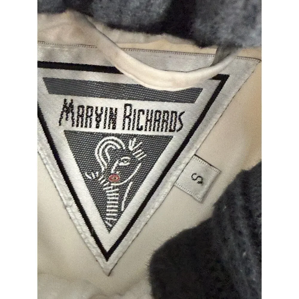 Marvin‎ Richards Size S Duck Down Puffer Vest Jacket White Mock Neck Snap Button